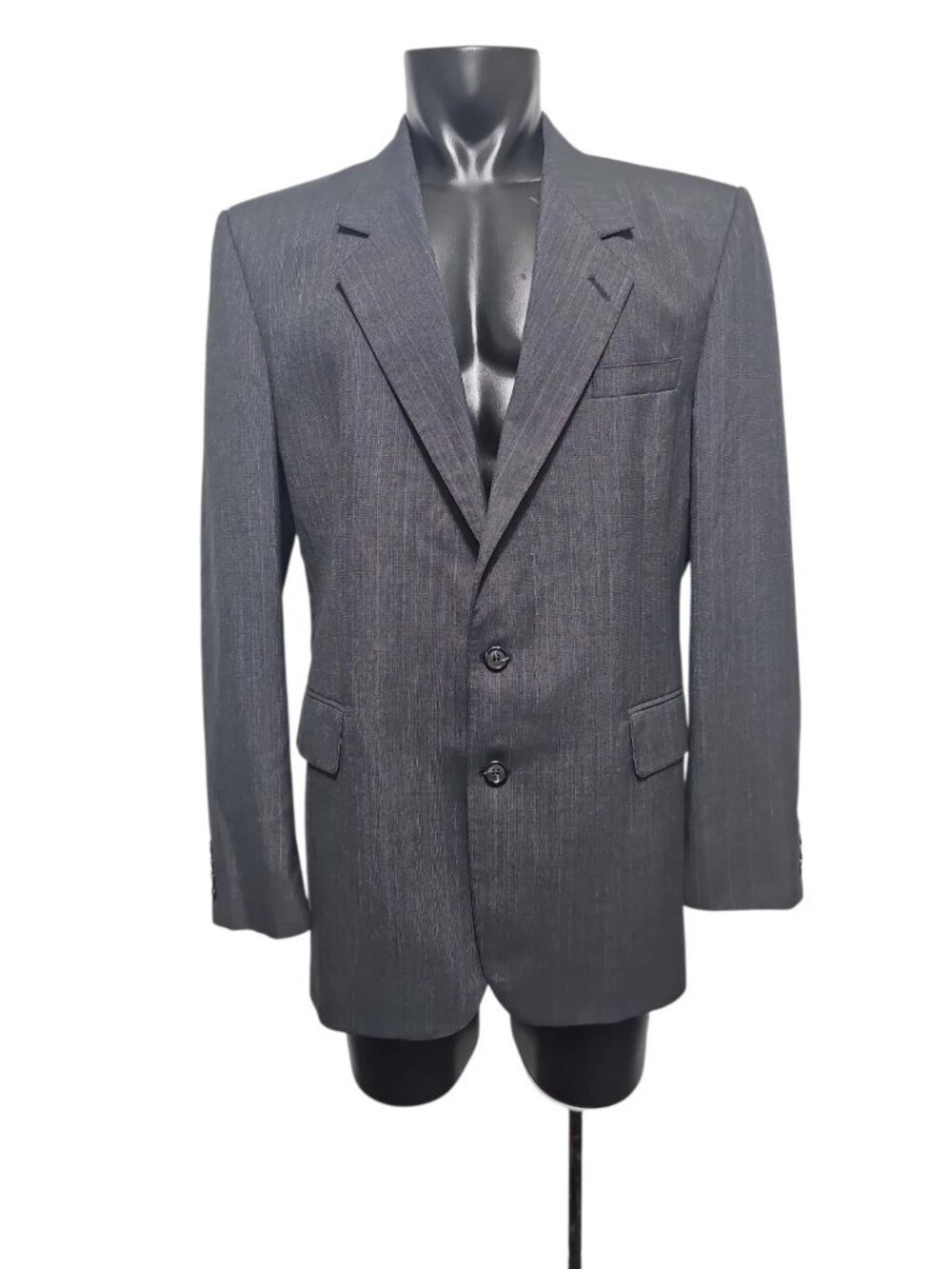 English Manor Gray Pinstripe Blazer 44L Gray 2 Button Suit Jacket Sport Coat